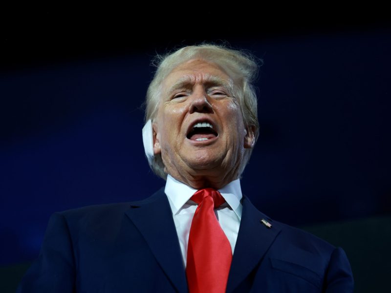 Republican presidential candidate, former U.S. President Donald Trump attends the first day of the Republican National Convention at the Fiserv Forum on July 15, 2024 in Milwaukee, Wisconsin. Photo by Joe Raedle/Getty Images