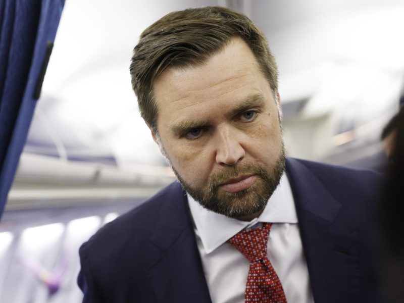 Republican vice presidential nominee U.S. Sen. JD Vance (R-OH) speaks to reporters aboard “Trump Force 2” at the Phoenix Sky Harbor International Airport on July 31, 2024 in Phoenix, Arizona. Photo by Anna Moneymaker/Getty Images