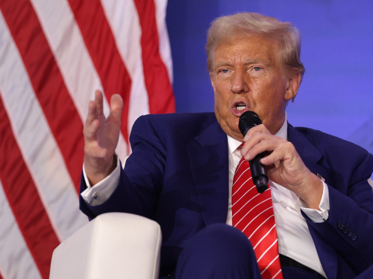 Republican presidential nominee, former U.S. President Donald Trump speaks during the 2024 Joyful Warriors National Summit on August 30, 2024 in Washington, DC. Photo by Alex Wong/Getty Images